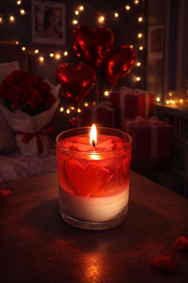 Sevgililer Günü Tasarımlı Kokulu Mum
