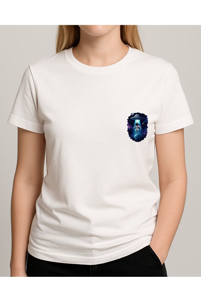 Tişört Unisex (Astronot) Kadin Beyaz - L