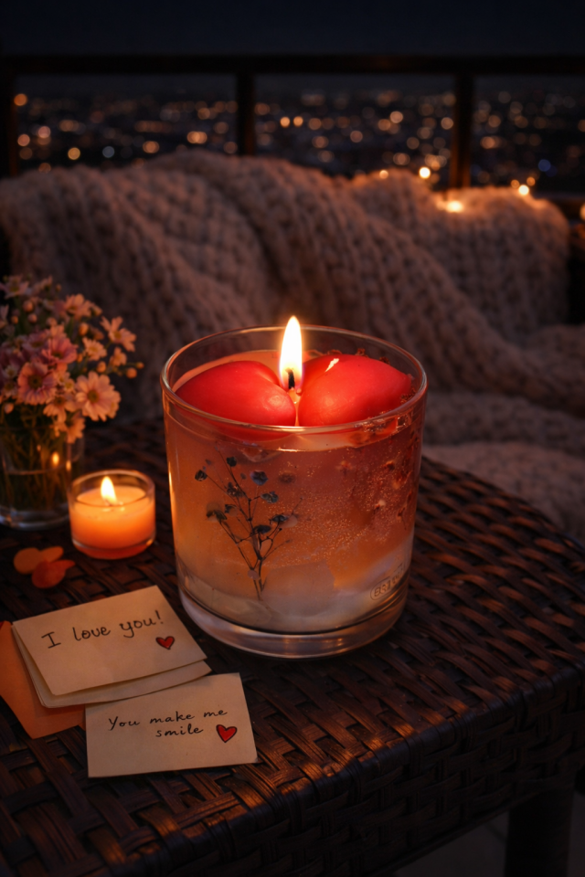 Sevgililer Günü Tasarımlı Kokulu Mum