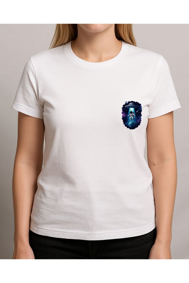Tişört Unisex (Astronot) Kadin Beyaz - 2XL