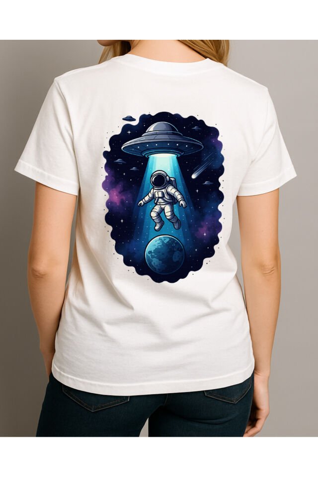 Tişört Unisex (Astronot) Kadin Beyaz - 2XL