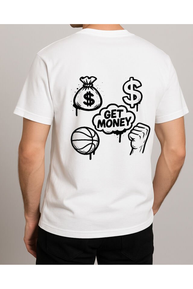 Tişört Unisex (Get Money) Erkek Beyaz - XL