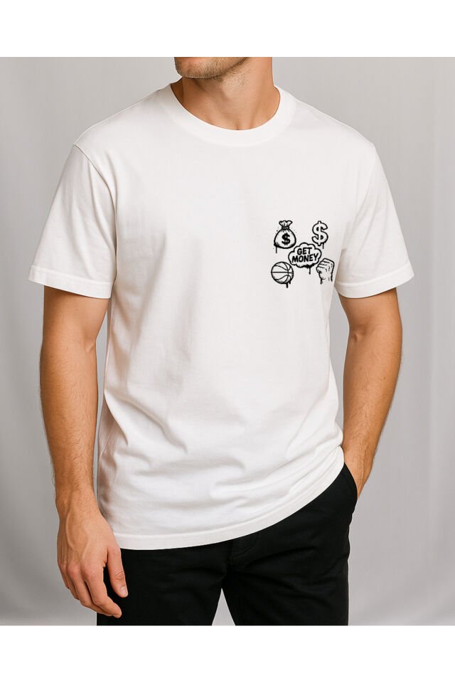 Tişört Unisex (Get Money) Erkek Beyaz - M