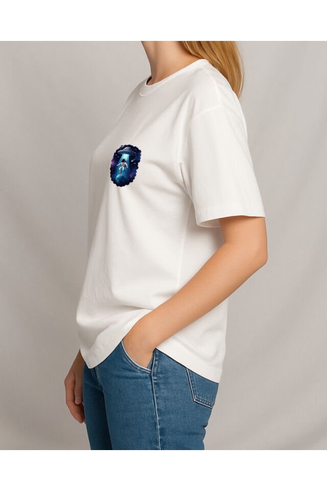 Tişört Unisex (Astronot) Kadin Beyaz - 10-11 Yaş