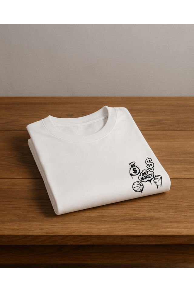 Tişört Unisex (Get Money) Kadin Beyaz - M