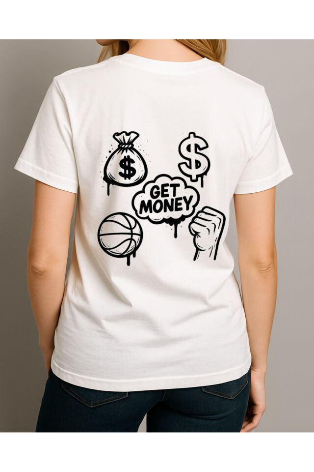 Tişört Unisex (Get Money) Kadin Beyaz - 2XL