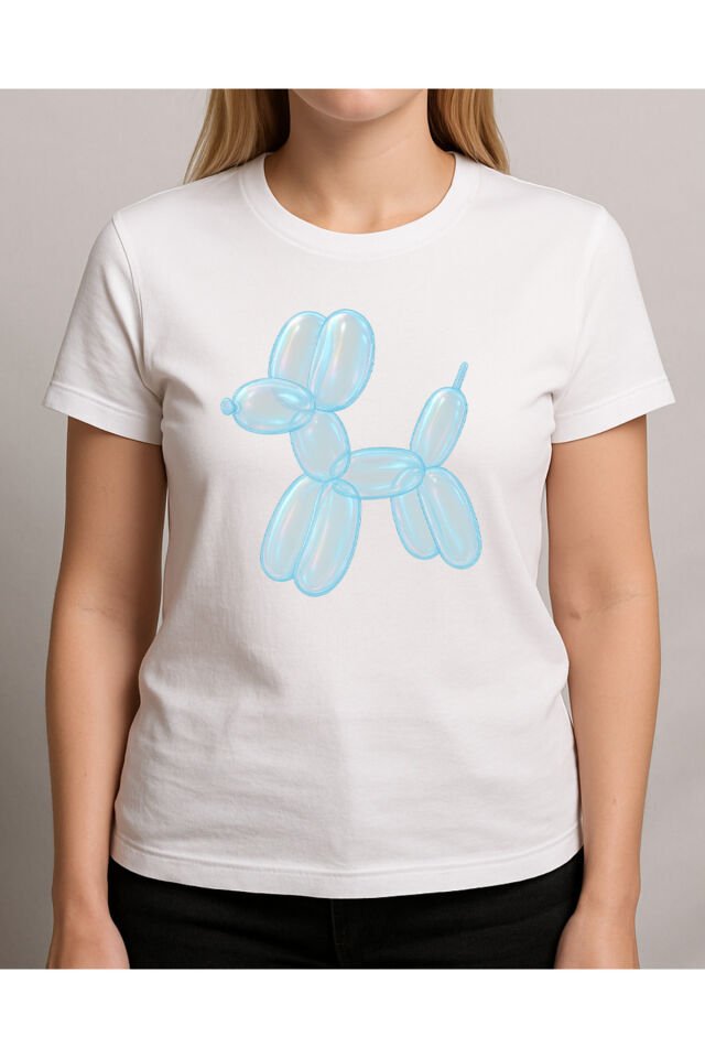 Tişört Unisex (Köpek Balon) Kadin Beyaz - M
