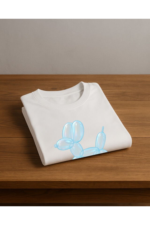 Tişört Unisex (Köpek Balon) Kadin Beyaz - S