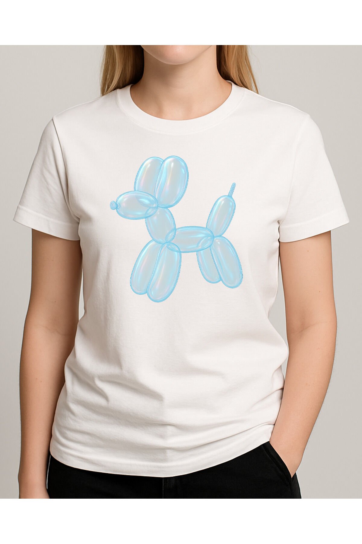 Tişört Unisex (Köpek Balon) Kadin Beyaz - XL