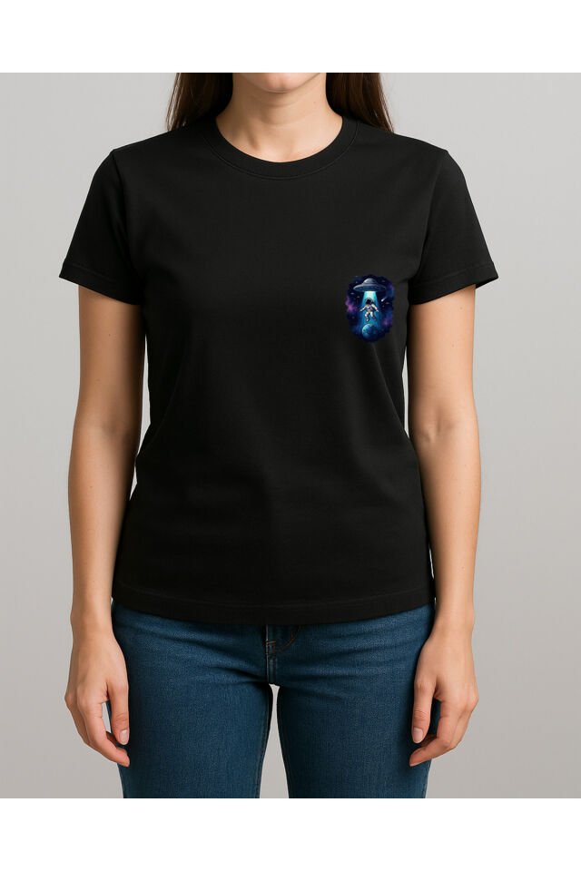 Tişört Unisex (Astronot) Kadin Si̇yah - 10-11 Yaş