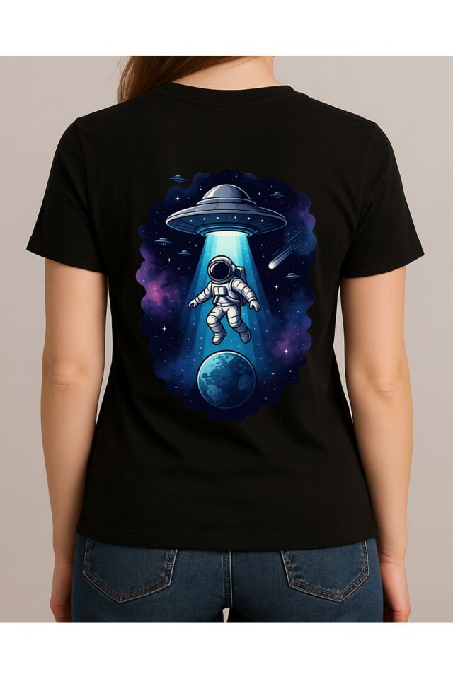 Tişört Unisex (Astronot) Kadin Si̇yah - 10-11 Yaş