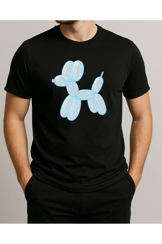 Tişört Unisex (Köpek Balon) Erkek Si̇yah - S