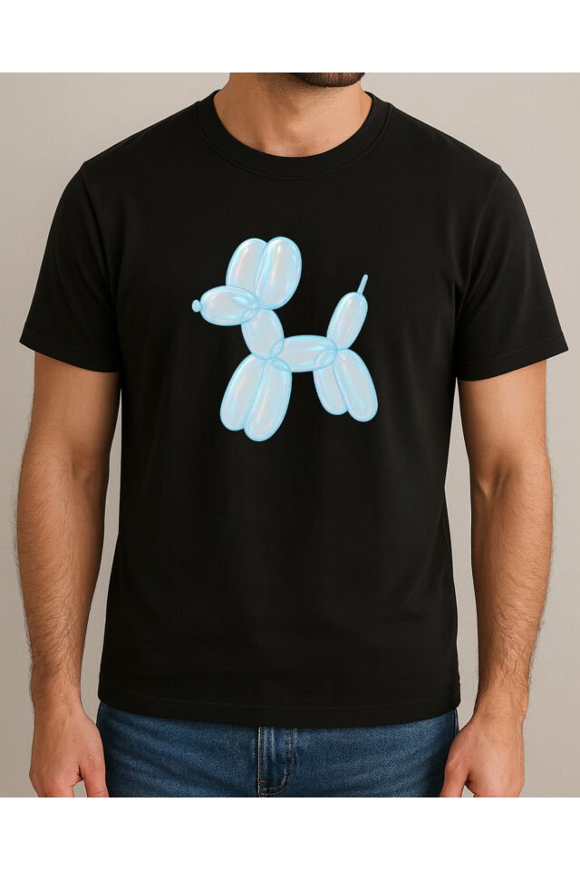 Tişört Unisex (Köpek Balon) Erkek Si̇yah - L