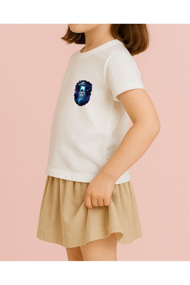 Tişört Unisex Çocuk (Astronot) Kiz Beyaz - 10-11 Yaş