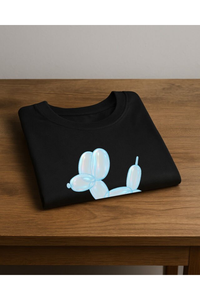 Tişört Unisex (Köpek Balon) Erkek Si̇yah - 2XL