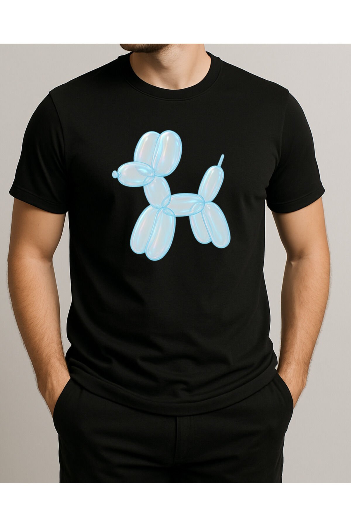 Tişört Unisex (Köpek Balon) Erkek Si̇yah - 2XL