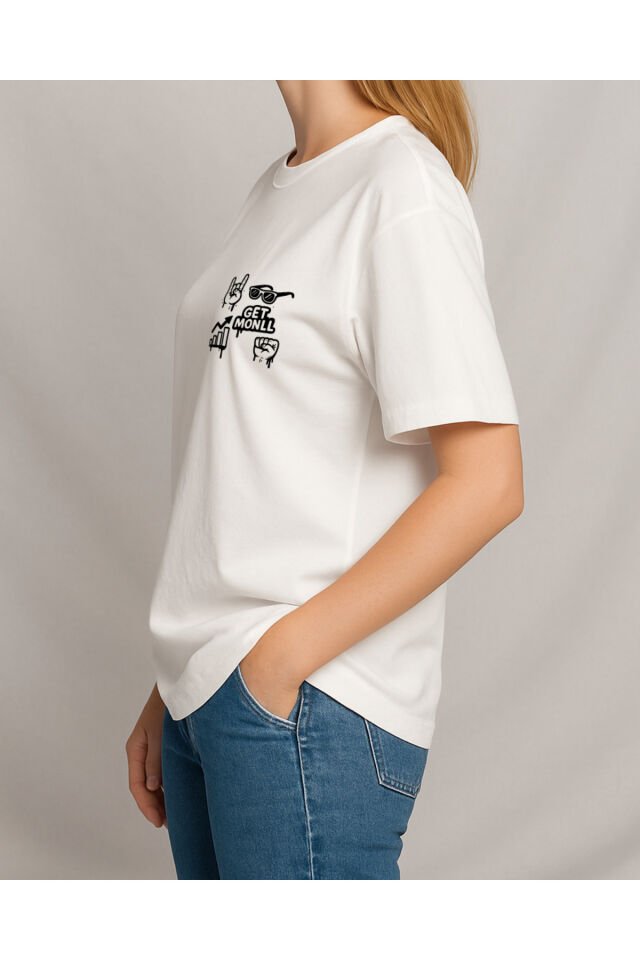 Tişört Unisex (Get Monll) Kadin Beyaz - S