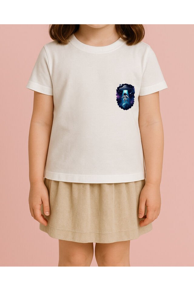 Tişört Unisex Çocuk (Astronot) Kiz Beyaz - 4-5 Yaş