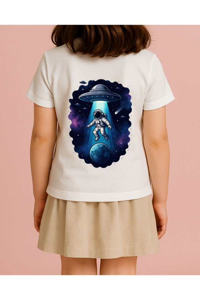 Tişört Unisex Çocuk (Astronot) Kiz Beyaz - 4-5 Yaş