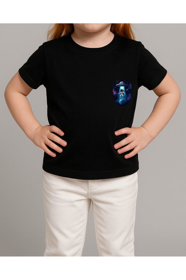 Tişört Unisex Çocuk (Astronot) Kiz Si̇yah - 10-11 Yaş