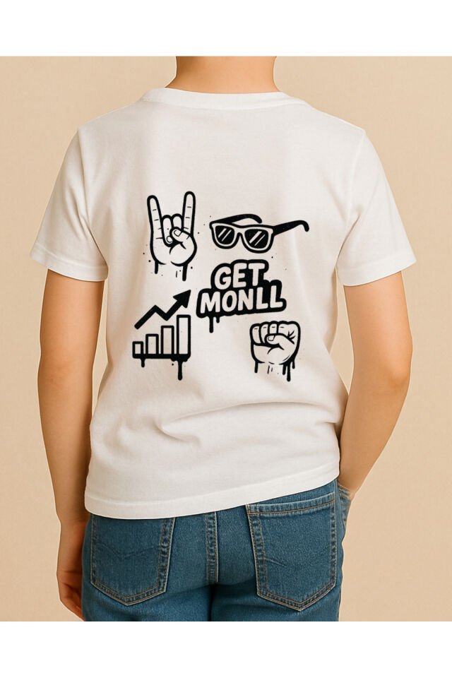 Tişört Unisex Çocuk (Get Monll) Erkek Beyaz - 4-5 Yaş