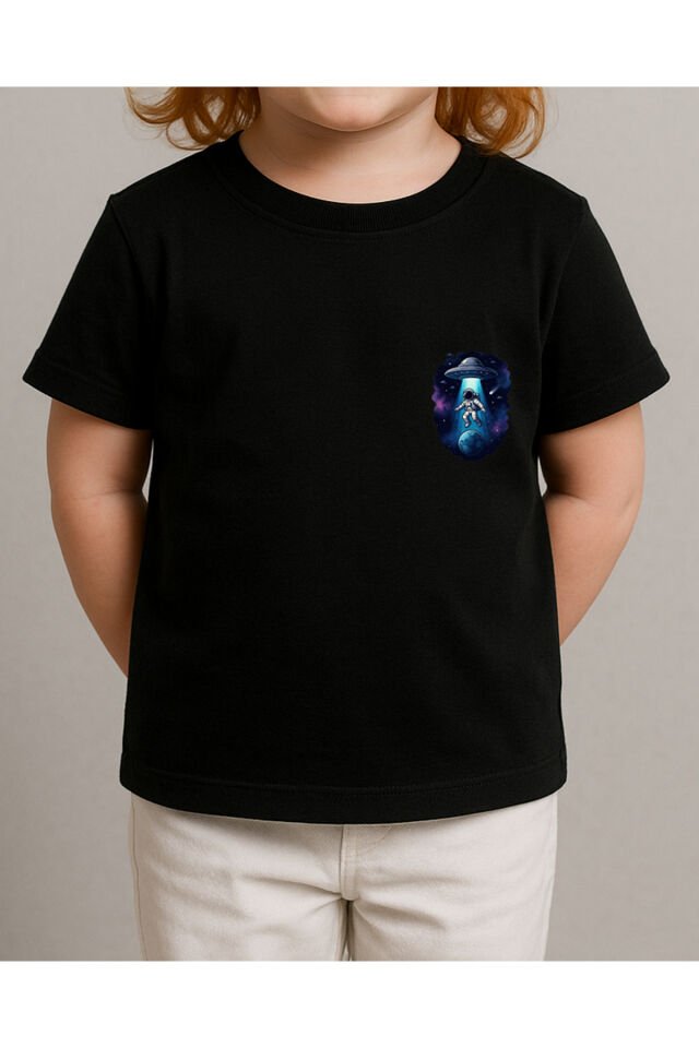 Tişört Unisex Çocuk (Astronot) Kiz Si̇yah - 4-5 Yaş