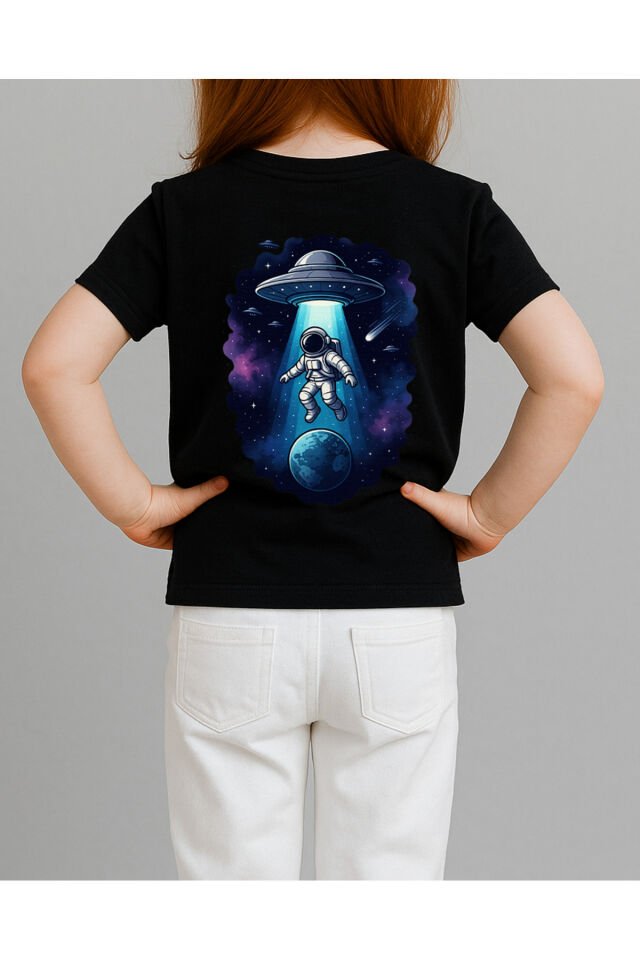 Tişört Unisex Çocuk (Astronot) Kiz Si̇yah - 4-5 Yaş
