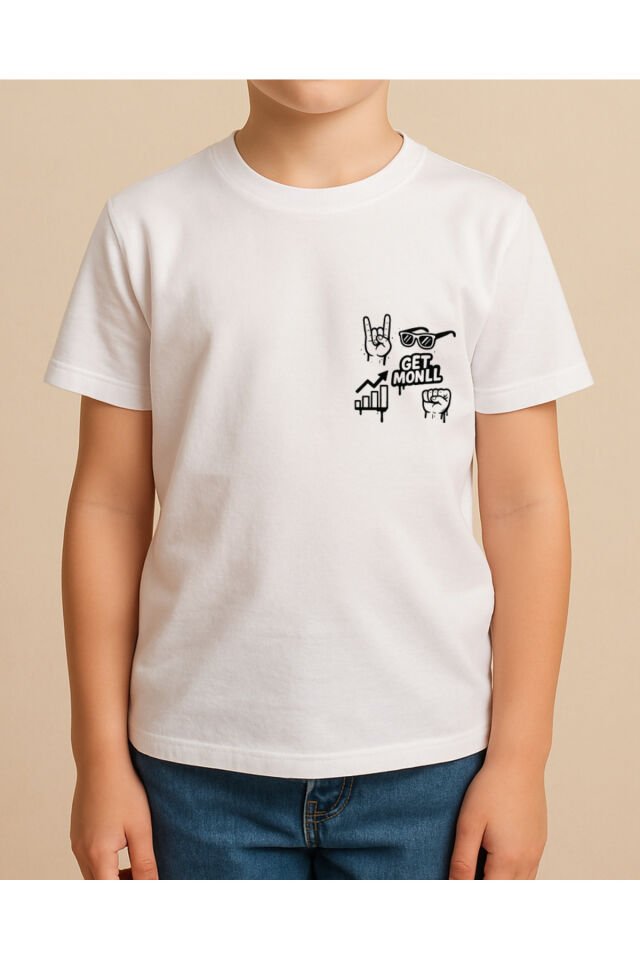 Tişört Unisex Çocuk (Get Monll) Erkek Beyaz - 10-11 Yaş