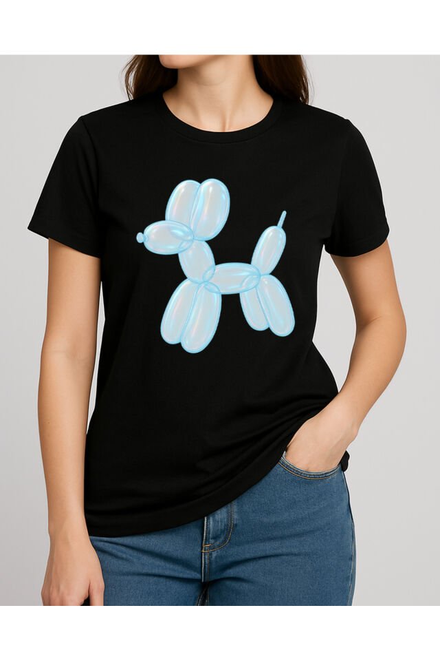 Tişört Unisex (Köpek Balon) Kadin Si̇yah - S