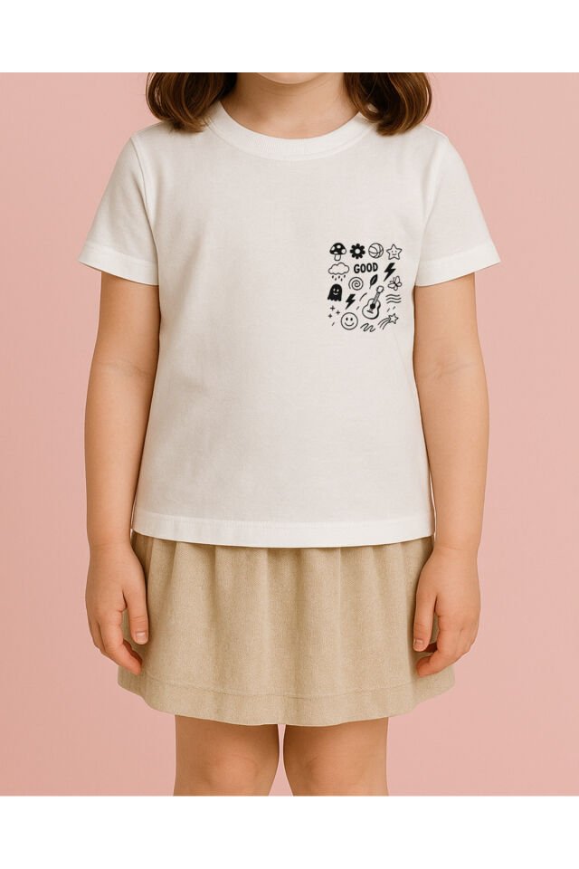 Tişört Unisex Çocuk (Good) Kiz Beyaz - 4-5 Yaş