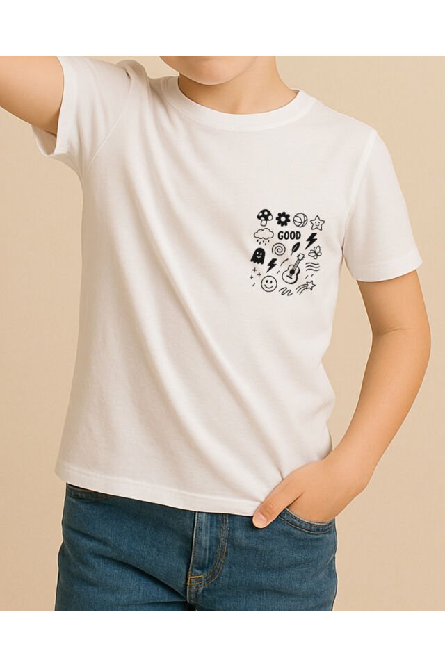Tişört Unisex Çocuk (Good) Erkek Beyaz - 4-5 Yaş