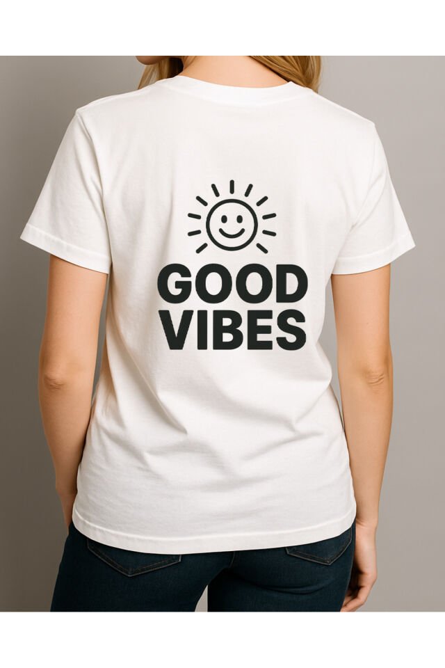 Tişört Unisex (Good Vibes) Kadin Beyaz - 2XL