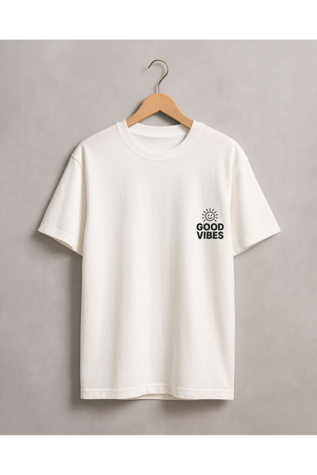 Tişört Unisex (Good Vibes) Kadin Beyaz - S