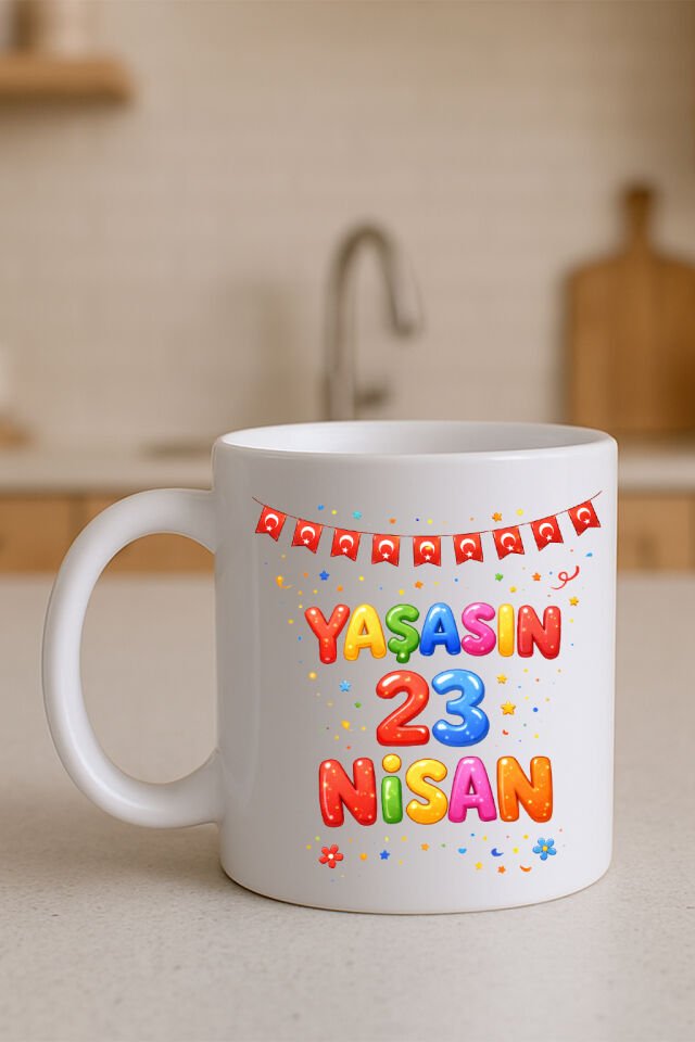 23 Nisan Baskılı Beyaz Kupa 4. Tasarım