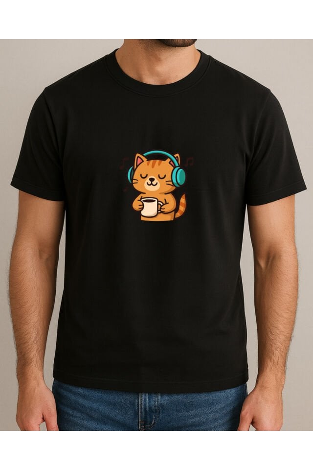 TİŞÖRT UNİSEX ( KEDİ MÜZİK )