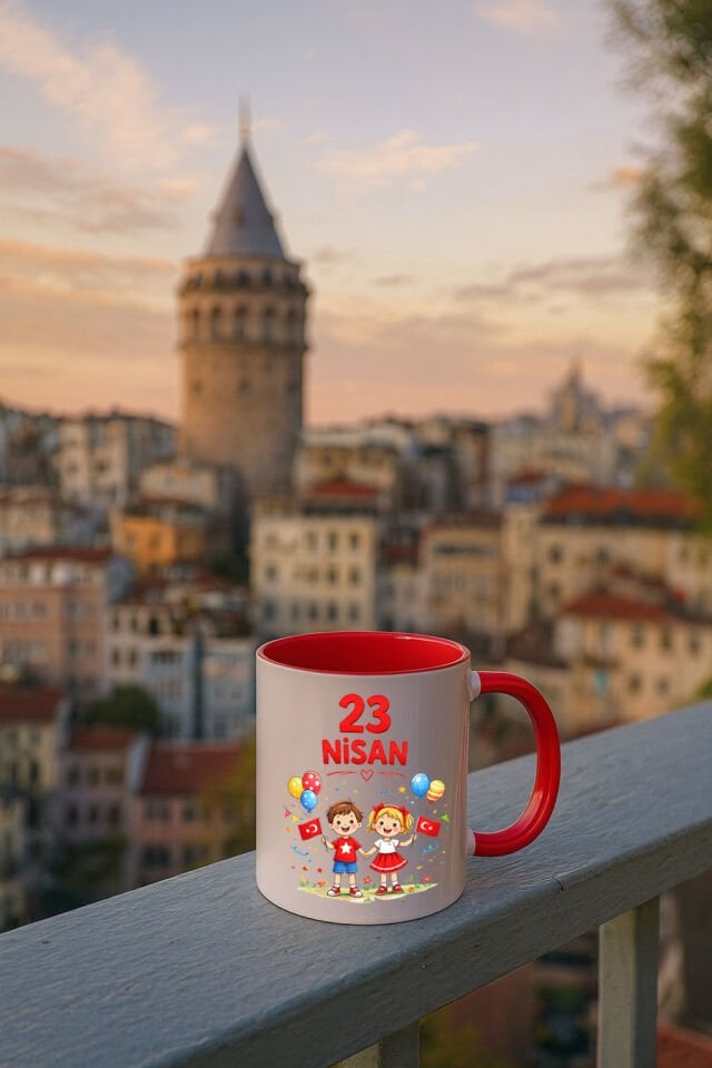 23 Nisan Baskılı Renkli Kırmızı Kupa