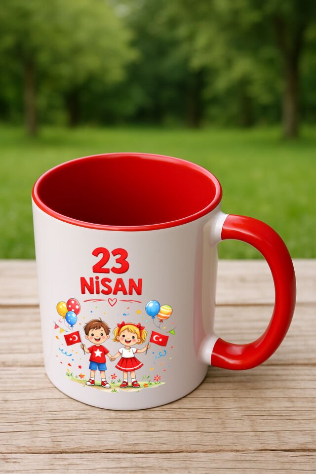 23 Nisan Baskılı Renkli Kırmızı Kupa