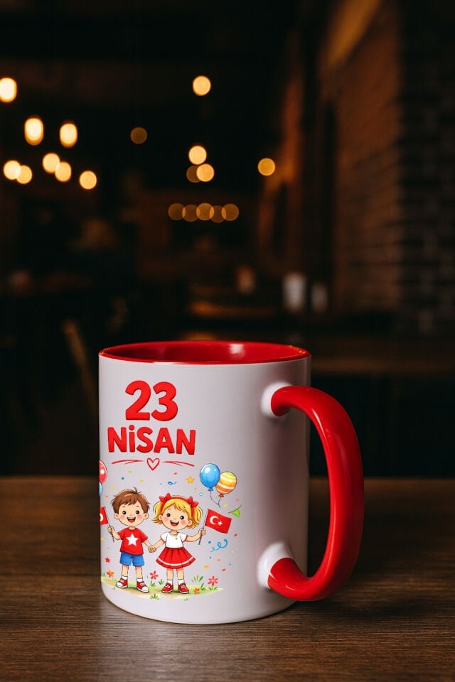 23 Nisan Baskılı Renkli Kırmızı Kupa