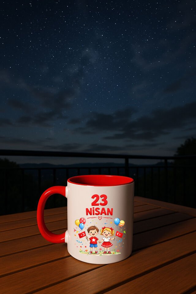 23 Nisan Baskılı Renkli Kırmızı Kupa