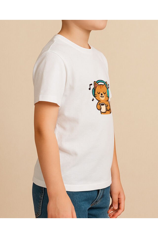 Tişört Unisex Çocuk (Kedi Müzik)