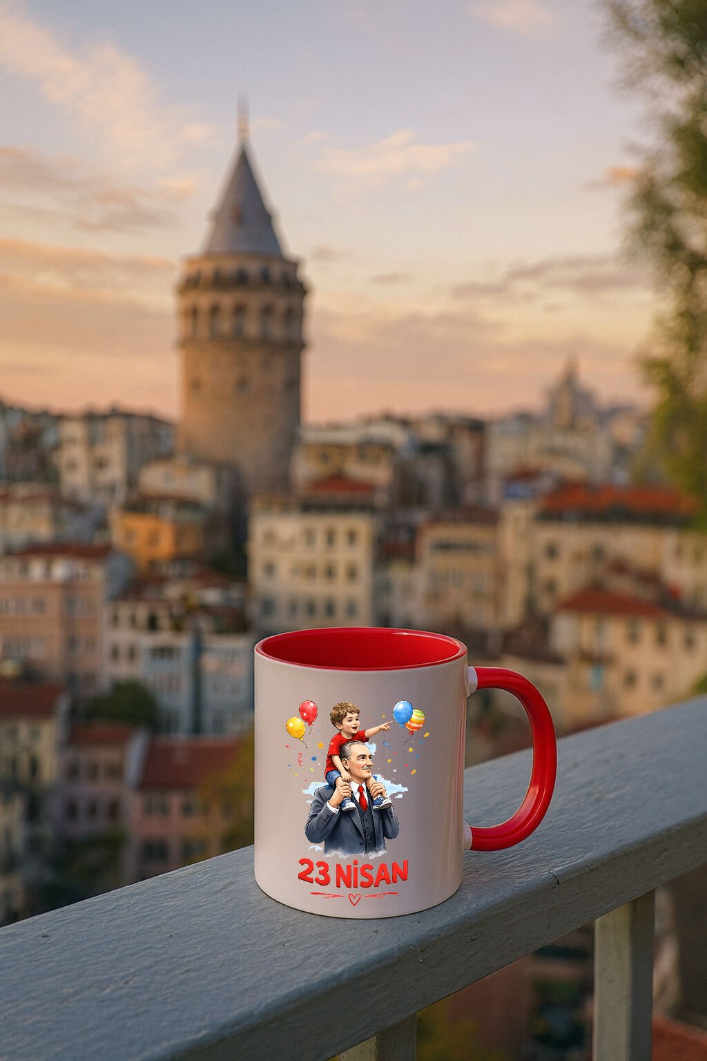 23 Nisan Baskılı Renkli Kırmızı Kupa 3. Tasarım