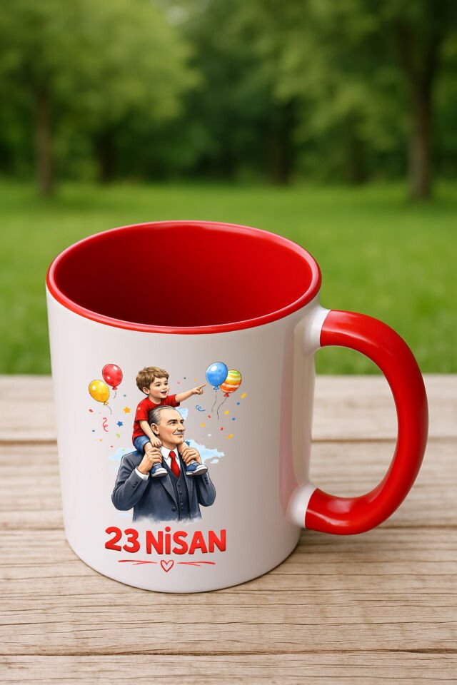 23 Nisan Baskılı Renkli Kırmızı Kupa 3. Tasarım