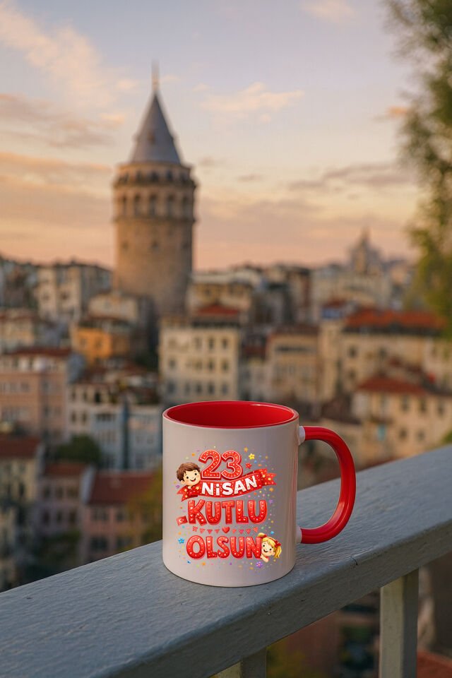 23 Nisan Baskılı Renkli Kırmızı Kupa 6. Tasarım