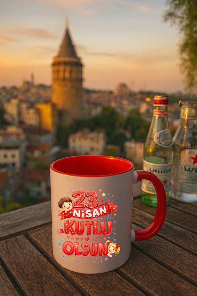 23 Nisan Baskılı Renkli Kırmızı Kupa 6. Tasarım