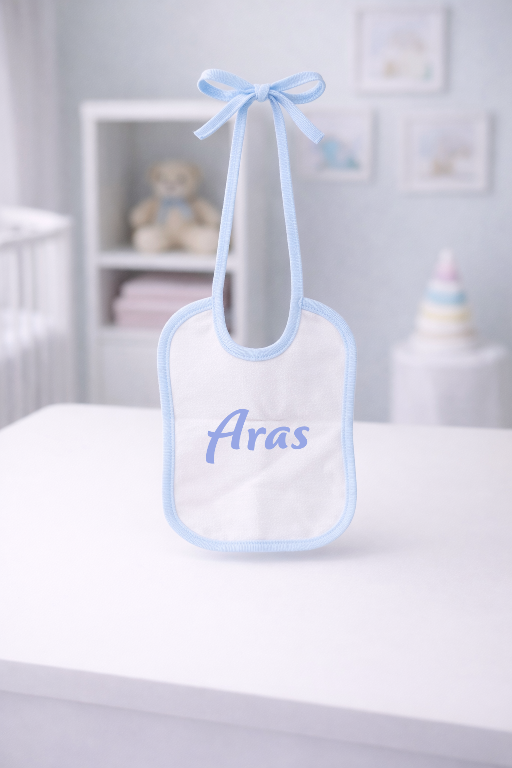Kişiye Özel Baskılı Bebek Önlüğü Mavi
