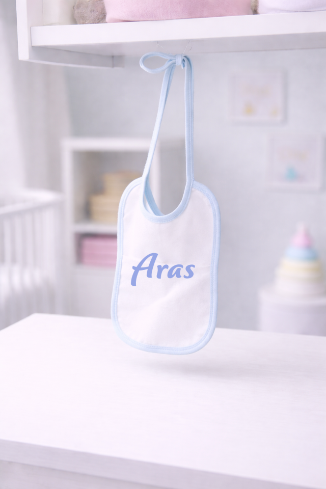 Kişiye Özel Baskılı Bebek Önlüğü Mavi