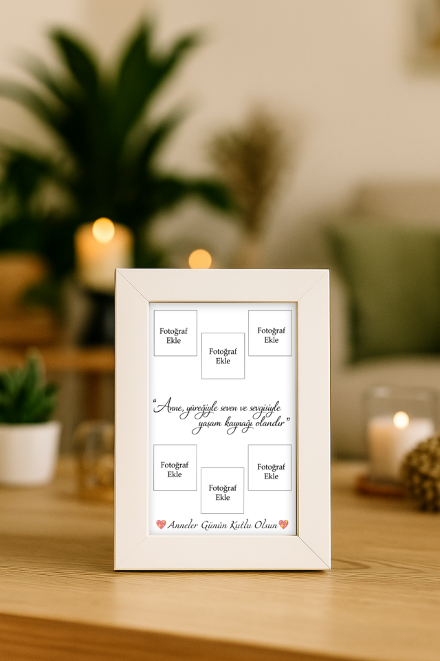 Anneler Gününe Özel Çerçeve Ve Fotoğraf Baskısı (10X15) Beyaz