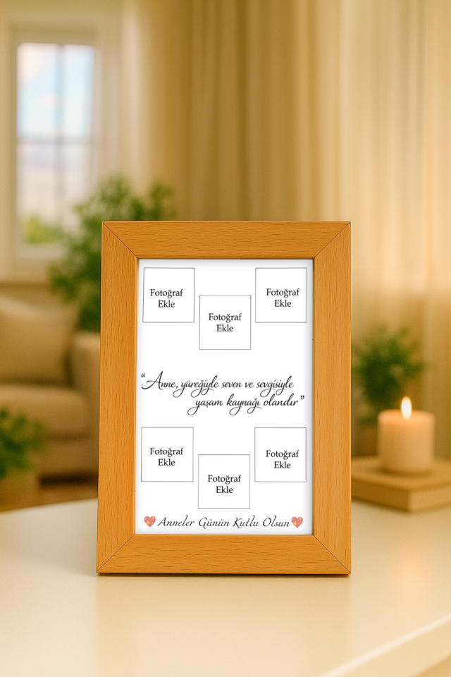 Anneler Gününe Özel Çerçeve Ve Fotoğraf Baskısı (10X15) Ahşap