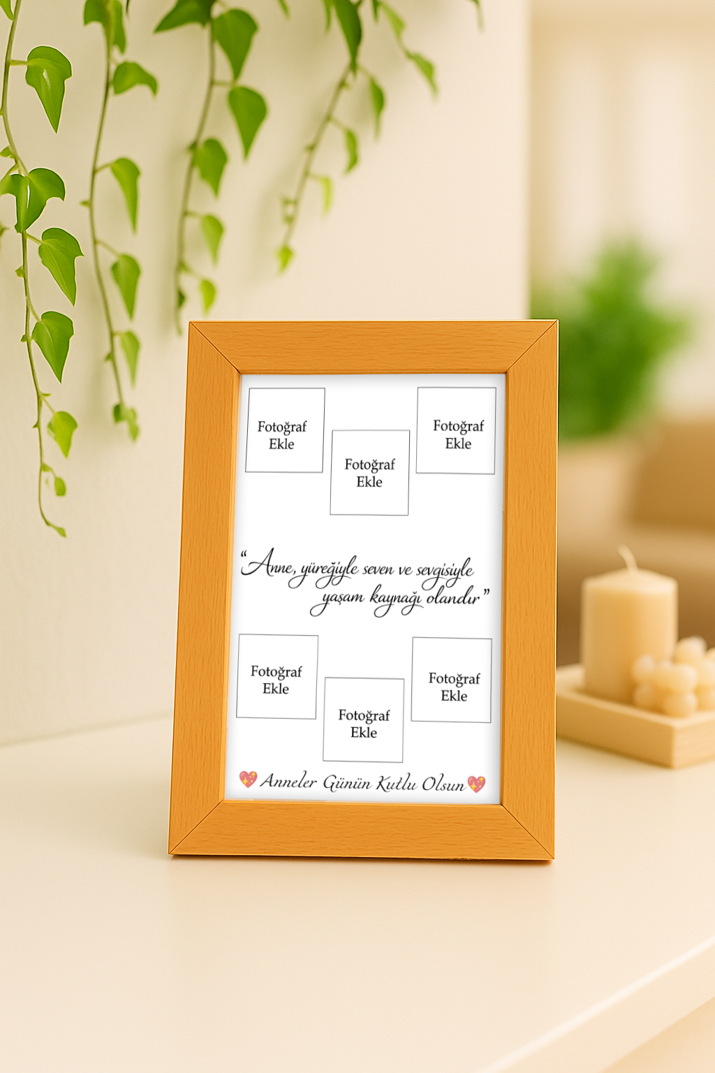 Anneler Gününe Özel Çerçeve Ve Fotoğraf Baskısı (10X15) Ahşap
