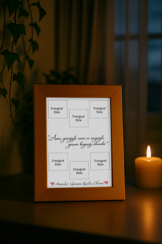 Anneler Gününe Özel Çerçeve Ve Fotoğraf Baskısı (10X15) Ahşap